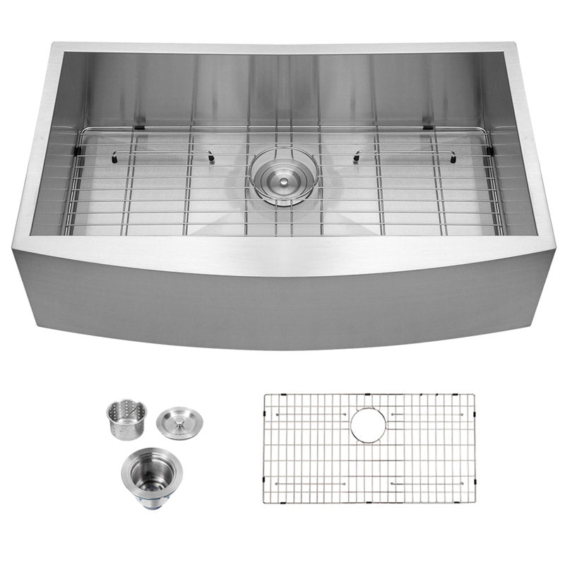 Lordear 36'' Undermount Single Bowl Stainless Steel Farmhouse Sink