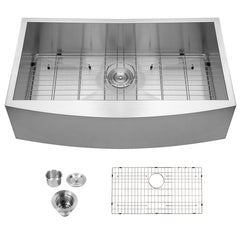 Lordear 36'' Undermount Single Bowl Stainless Steel Farmhouse Sink