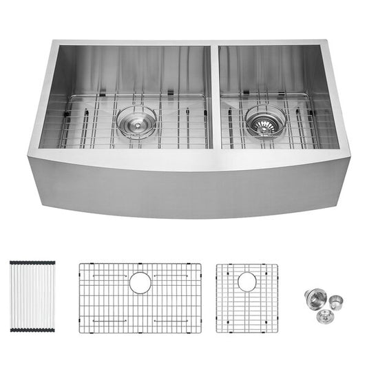 36in L Farmhouse / Apron Double Bowl Stainless Steel Kitchen Sink  from Lordear