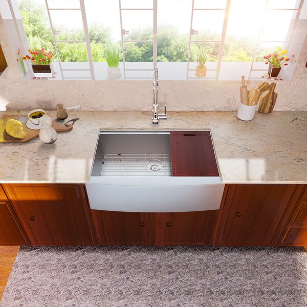 36in L x 22in W Farmhouse Kitchen Sink Workstation Sink Stainless Steel Single Bowl Kitchen Sink  from Lordear