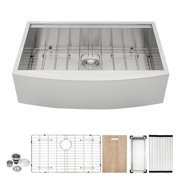 36inx21in Farmhouse Kitchen Sink Workstation Sink Stainless Steel Kitchen Sink Single Bowl Sink  from Lordear