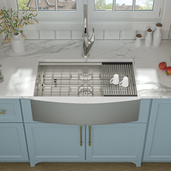 36inx21in Farmhouse Kitchen Sink Workstation Sink Stainless Steel Kitchen Sink Single Bowl Sink  from Lordear