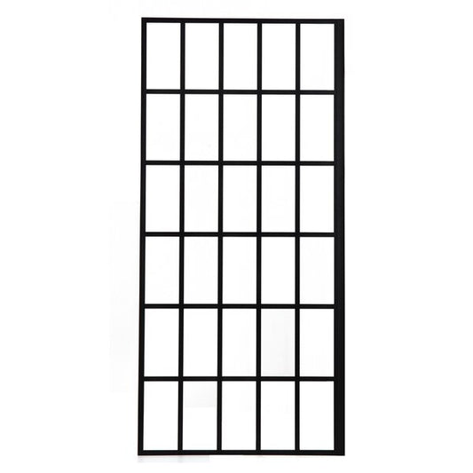 Lordear Matte Black Grid Framed Single Panel Tempered Glass Shower Door