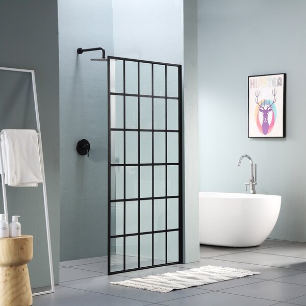 38in W X 72in H Matte Black Single Panel Frameless Fixed Shower Door  from Lordear