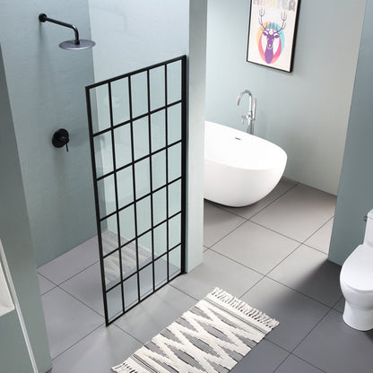 38in W X 72in H Matte Black Single Panel Frameless Fixed Shower Door  from Lordear