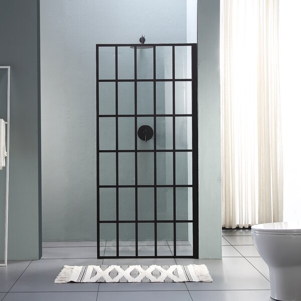 38in W X 72in H Matte Black Single Panel Frameless Fixed Shower Door  from Lordear