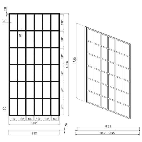 38in W X 72in H Matte Black Single Panel Frameless Fixed Shower Door  from Lordear