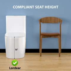 Lordear Water Efficiency White Ceramic One Piece Toilet with Comfort Wider Chair Seat