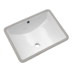 Lordear White Ceramic Rectangular Undermount Bathroom Sink