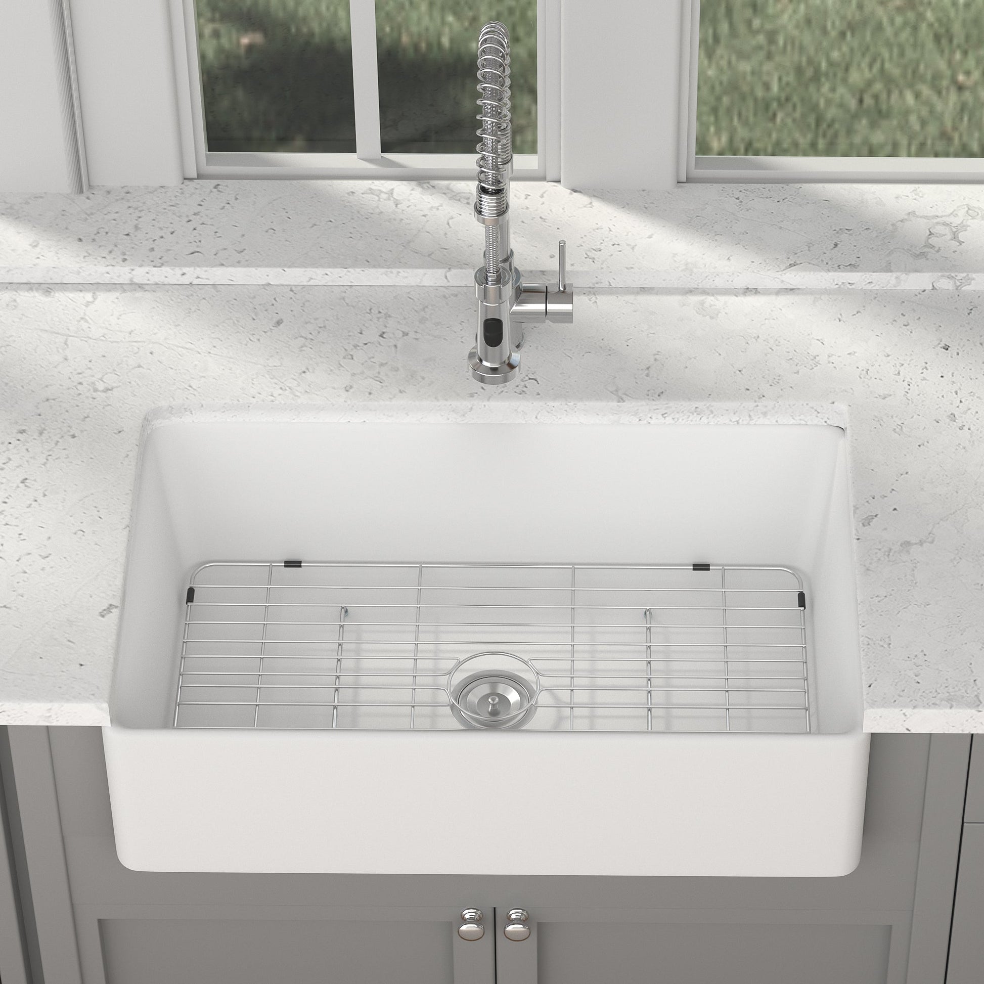 Lordear 30 Inch White Farmhouse Sink - Ceramic Porcelain Fireclay Apron Front Sink  from Lordear