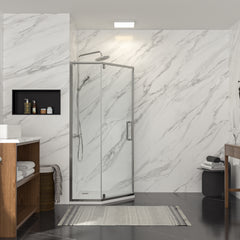 Lordear 72'' Tempered Glass Frameless Corner Frame Shower Door