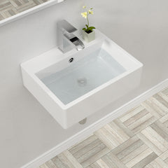 Lordear 21'' Wall Mounted White Porcelain Ceramic Bathroom Sink Bathroom