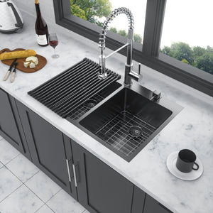 33 Kitchen Sink - Lordear 33 Inch Kitchen Sink Drop-in Topmount Double Bowl 50/50Sink 16 Gauge R10 Tight Radius Stainless Steel Drop Kitchen Sink | Kitchen Drop-in Sink | Lordear