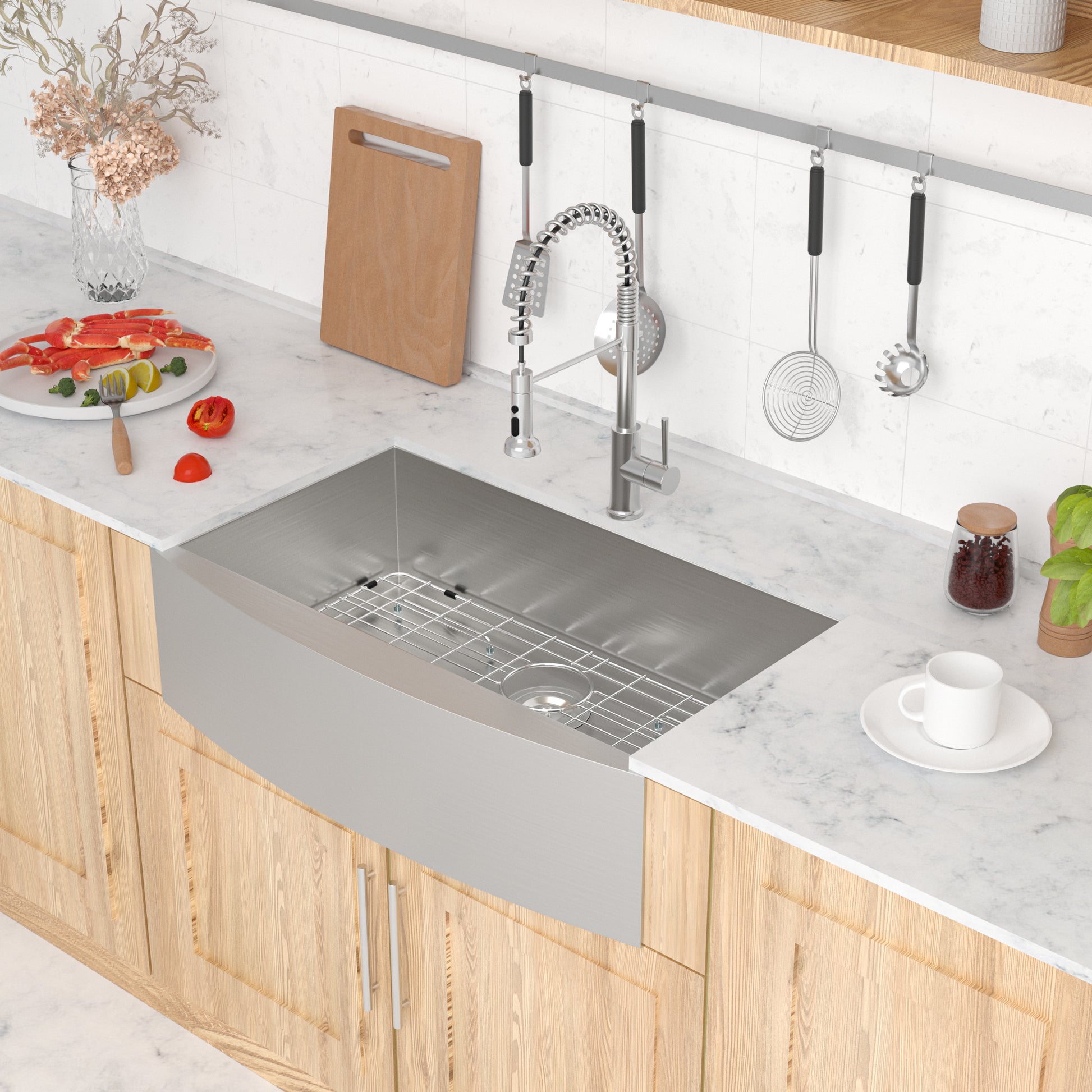 Lordear 33 Farmhouse Sink - Stainless Steel Apron Front Kitchen Sink 18 Gauge Single Bowl Farm Sink | Kitchen Apron Front Sink, Kitchen Farmhouse Sink | Lordear