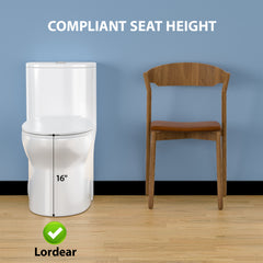 Lordear White Ceramic Comfortable Seat Height One Piece Toilet