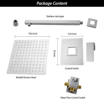 Lordear 12 Inch Rainfall Shower System with Pressure Balance Valve - Brushed Nickel | Big Deal, Shower Faucets & System, Shower Head with Handheld | Lordear