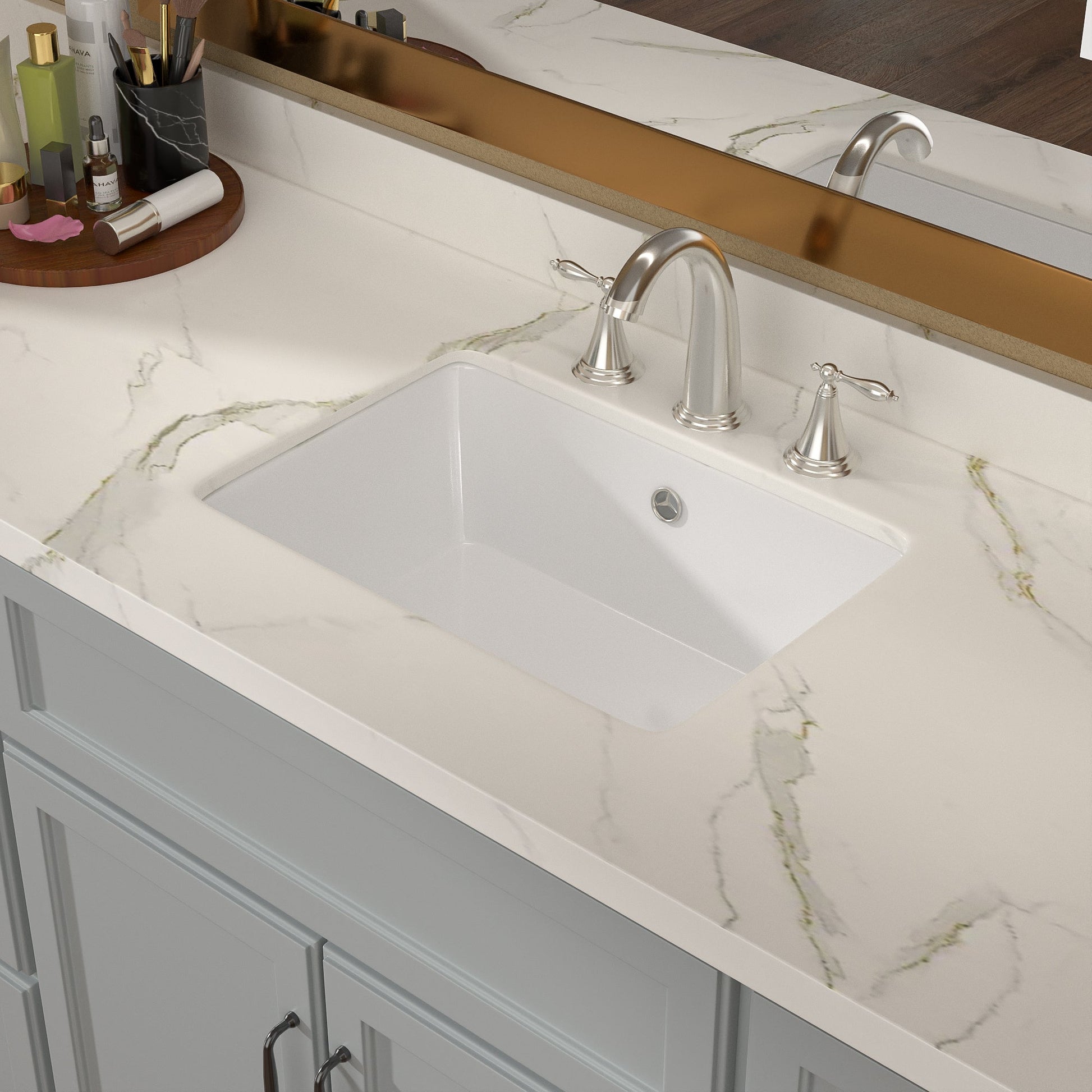 Lordear 18x12.5 Inch Bathroom Vanity Sink Undermount Rectangle White Porcelain Ceramic Bathroom Under Counter Lavatory Vanity Sink Basin with Overflow  from Lordear