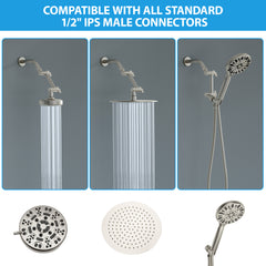 Lordear 4'' Brass Adjustable Shower Arm