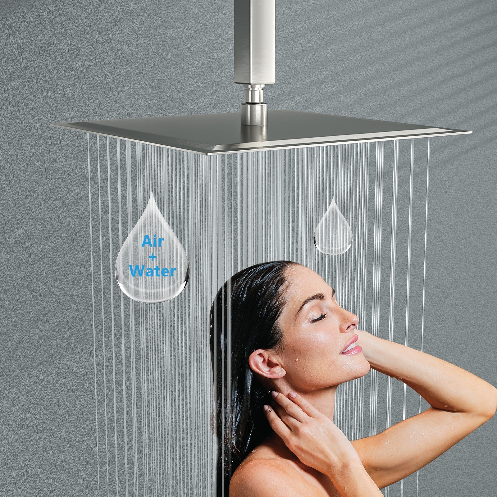 Lordear Rainfall Shower Head 12 Inch Solid Square Ultra Thin 304 Stainless Steel Rain Setting Shower Heads,Waterfall Full Body Coverage  from Lordear