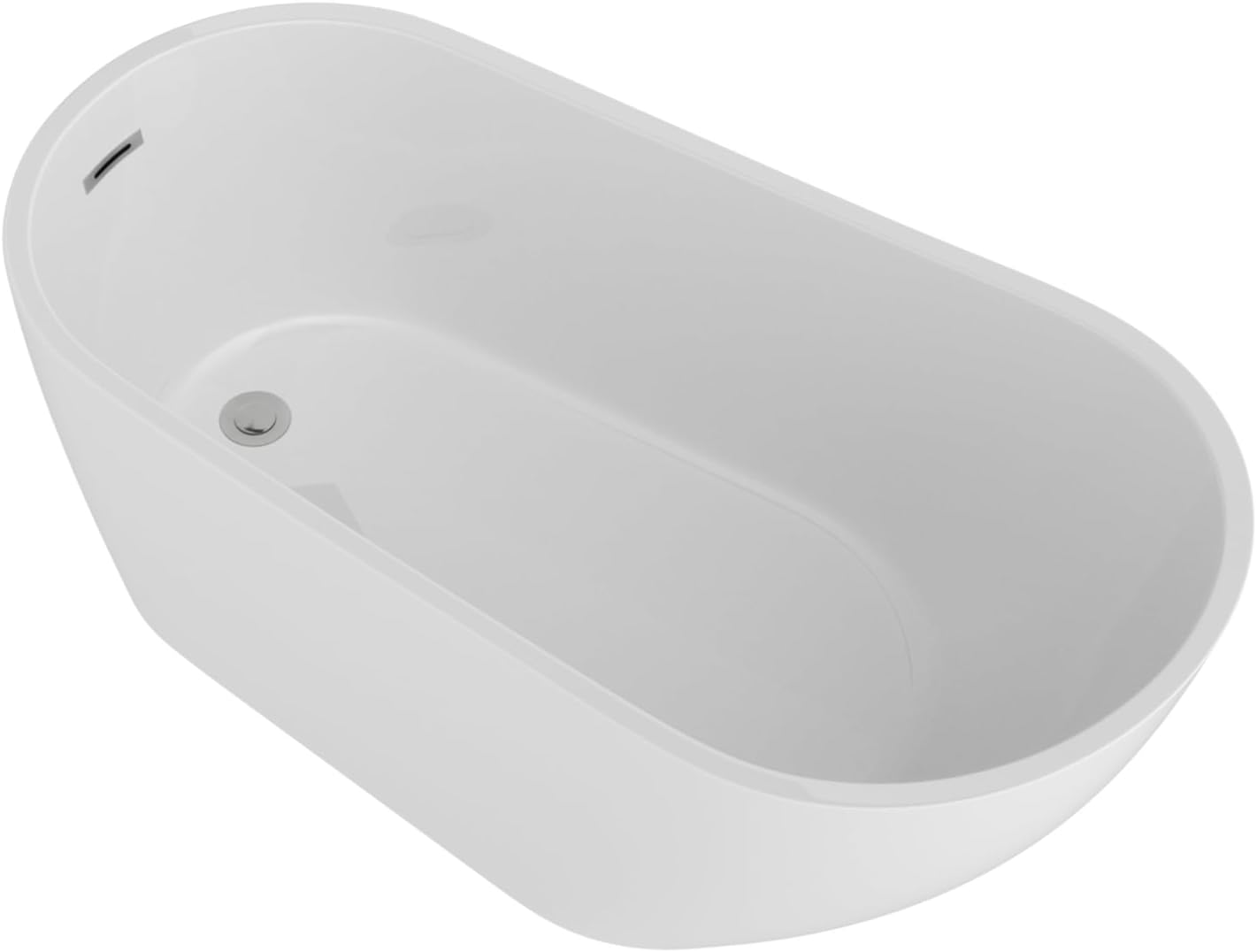 Lordear White Acrylic Backrest Freestanding Bathtub with Overflow and Drain