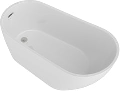 Lordear White Acrylic Backrest Freestanding Bathtub with Overflow and Drain