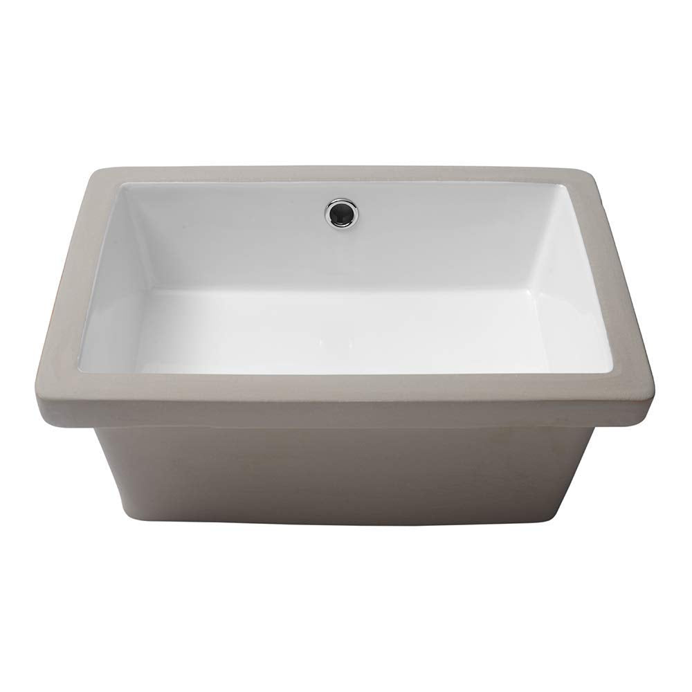 Lordear Undermount Bathroom Sink 17x12 Inch | Pure White Porcelain Ceramic Vanity Basin with Overflow - Durable Rectangle Design  from Lordear