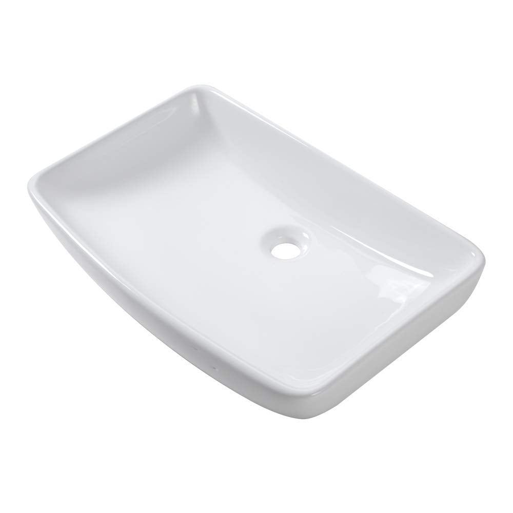 Lordear 24'' x 16'' White Ceramic Rectangular Bathroom Vessel Sink