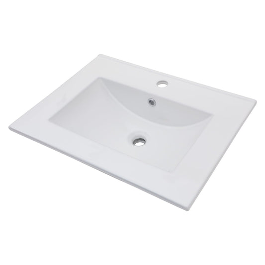 Lordear 24 x 18-Inch White Rectangular Ceramic Drop-In Bathroom Sink