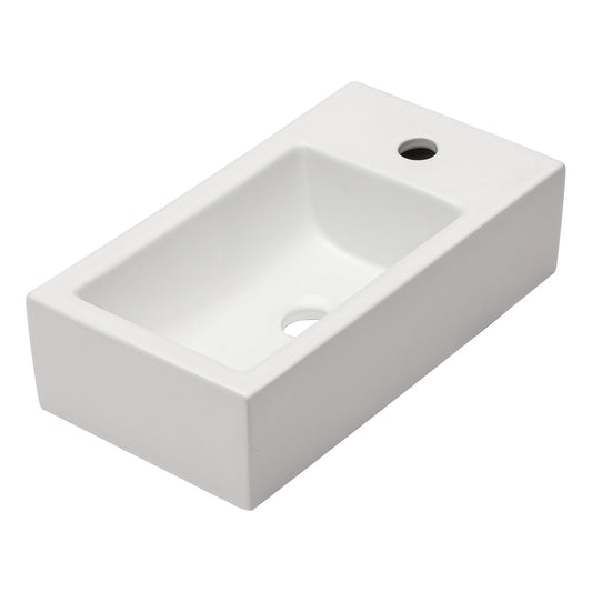 Lordear 18''x 10'' White Ceramic Rectangle Wall Mounted Bathroom Sink