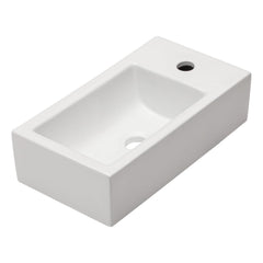 Lordear 18''x 10'' White Ceramic Rectangle Wall Mounted Bathroom Sink