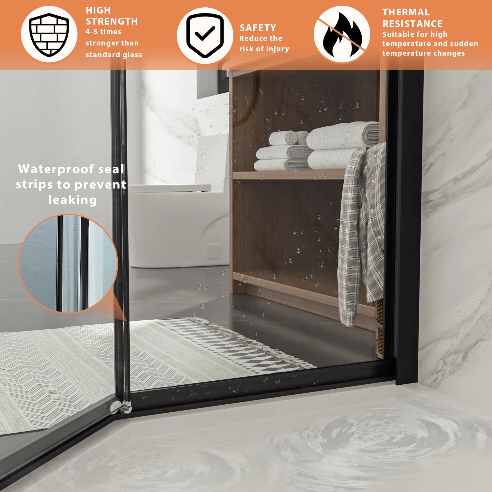 Lordear 42x76 Inch Neo-Angle Framed Pivot Sliding Corner Clear Tempered Glass Shower Door