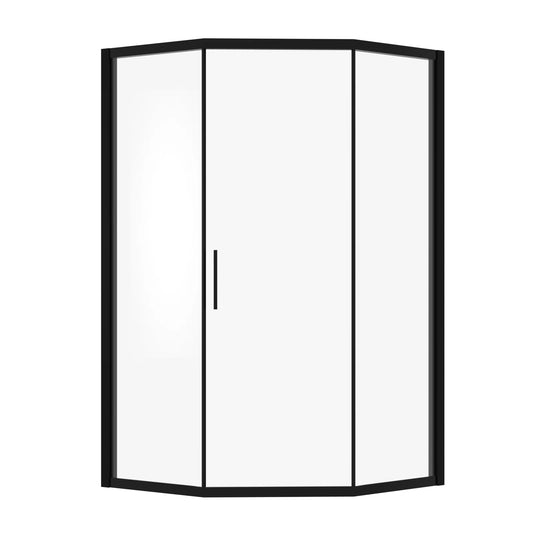 Lordear 42x76 Inch Neo-Angle Framed Pivot Sliding Corner Clear Tempered Glass Shower Door