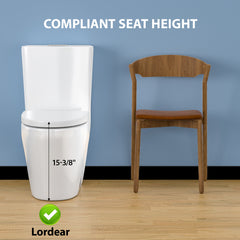 Lordear Elongated White Ceramic Modern One Piece Toilet with Comfort Wider Chair Seat