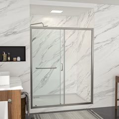 Lordear 48" W x 72" H Tempered Glass Frame Bypass Sliding Bathroom Clear Shower Door  from Lordear