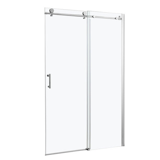 48in W x 76in H Frameless Rolling Shower Door Sliding Tempered Glass Shower Door Bathroom Glass Door-Polished Chrome  from Lordear