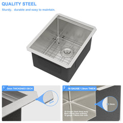 Lordear 15" Stainless Steel Undermount Single Bowl Workstation Bar Sink  from Lordear