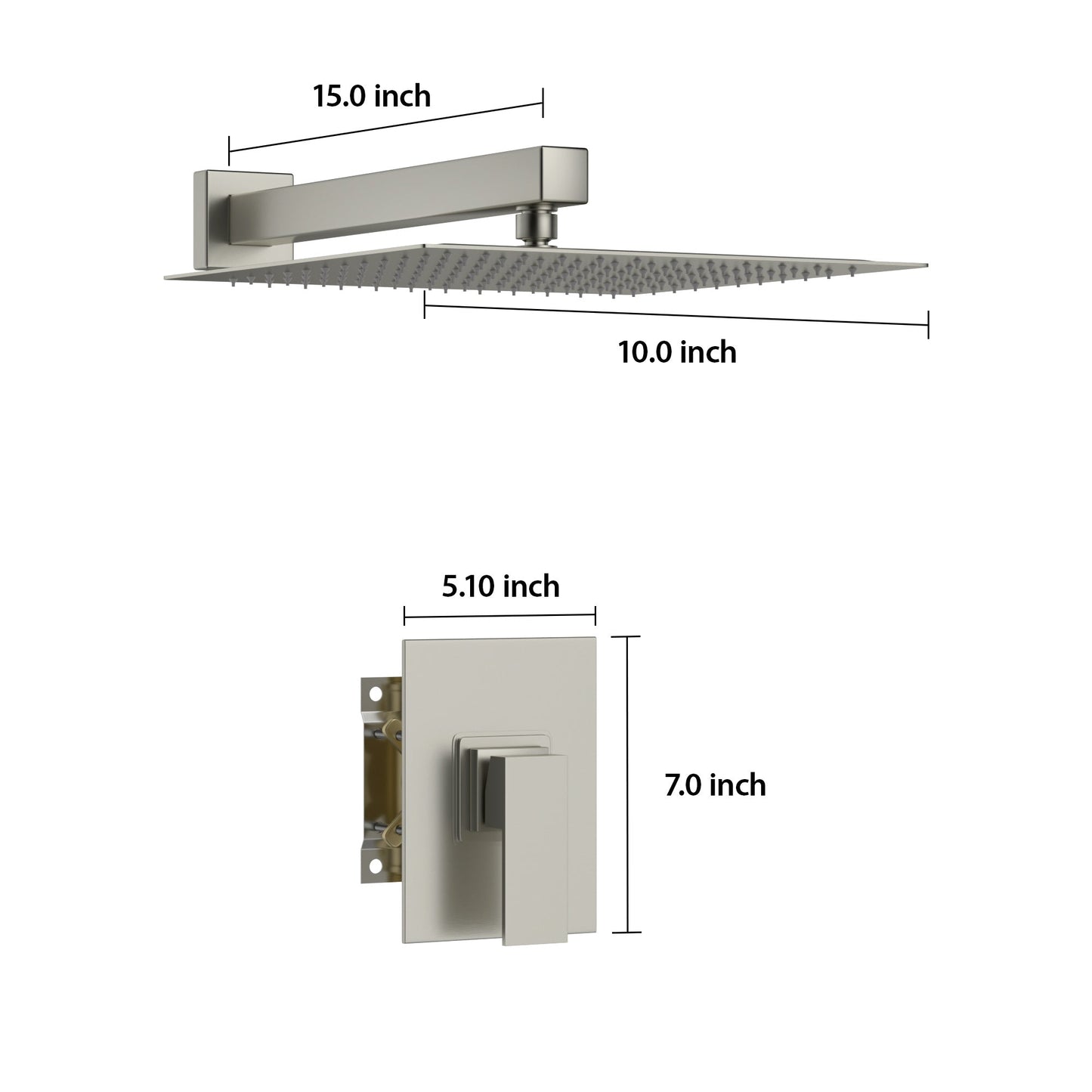 Lordear 12 Inch Rainfall Shower System with Pressure Balance Valve - Brushed Nickel | Big Deal, Shower Faucets & System, Shower Head with Handheld | Lordear