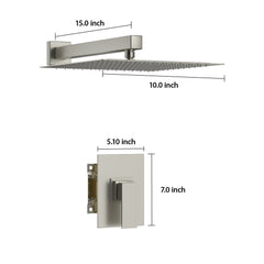 Lordear 12" Stainless Steel Wall Mount Square Rainfall Shower Head  from Lordear