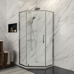 Lordear 72'' Tempered Glass Frameless Corner Frame Shower Door