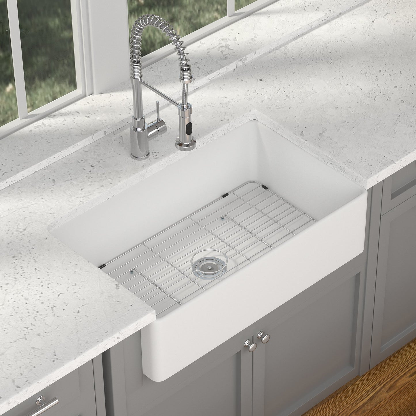 Lordear 30 Inch White Farmhouse Sink - Ceramic Porcelain Fireclay Apron Front Sink  from Lordear