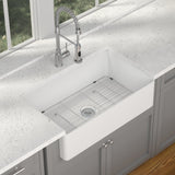 Lordear 33 Inch White Farmhouse Sink - Ceramic Porcelain Fireclay Apron Front Sink | Kitchen Apron Front Sink, Kitchen Farmhouse Sink | Lordear