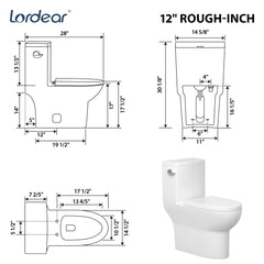 Lordear White Ceramic Elongated Floor One Piece Bidet Toilet