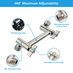 Lordear 4'' Brass Adjustable Shower Arm
