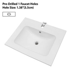 Lordear 24'' White Ceramic Vessel Bathroom Sink