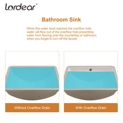 Lordear White Ceramic Rectangular Undermount Bathroom Sink
