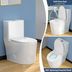 Lordear Water Efficiency White Ceramic One Piece Toilet with Comfort Wider Chair Seat