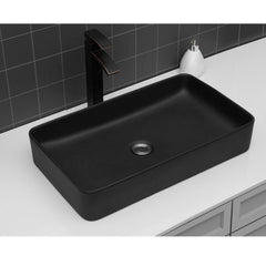 Lordear Ceramic Drop-in Rectangle Bathroom Vessel Sink