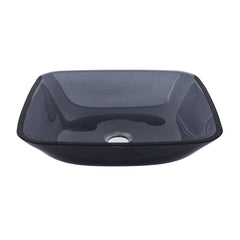 Lordear Tempered Glass Square Vessel Bathroom Sink with Drain
