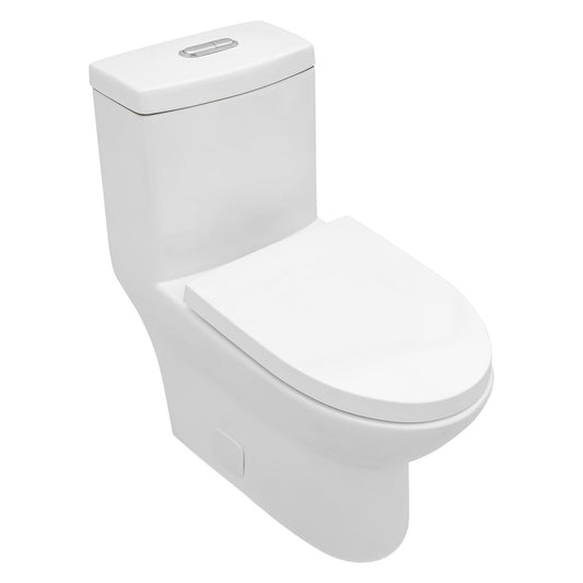 Lordear One Piece Elongated Toilet for Bathrooms White Ceramic Porcelain Dual Power Flush 1.1/1.6 GPF Soft Seat Height 17.5"-12" Rough-In  from Lordear