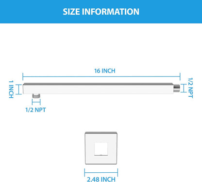 Lordear 16 Inch Shower Arm, Brushed Nicke/Chrome Finish, Rain Shower Head Extension Arm With Flange and Teflon Tape,304 Stainless Steel Rain Shower Arm Wall Mounted  from Lordear